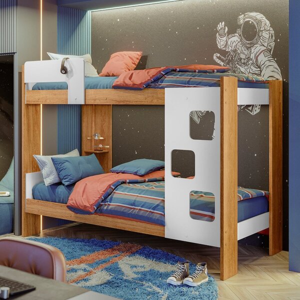 Beliche Infantil/juvenil 100% Mdf Com Prateleira July Branco/