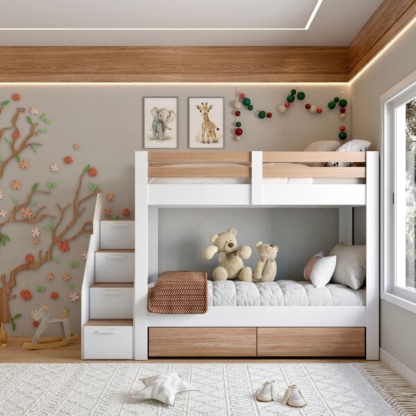 Beliche Infantil/juvenil 2 Gavetões E Escada Com 4 Nichos Sta