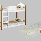 Beliche Infantil Magia Com 2 Colchoes Pés De Madeira - Branco