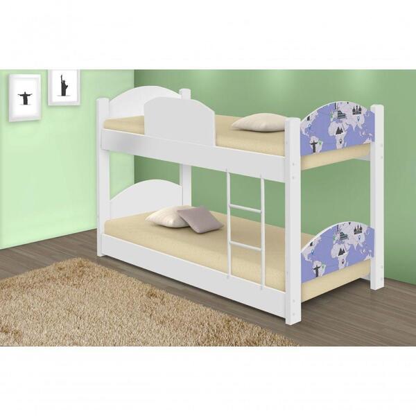 Beliche Infantil Mapa Viagens Com 2 Colchões