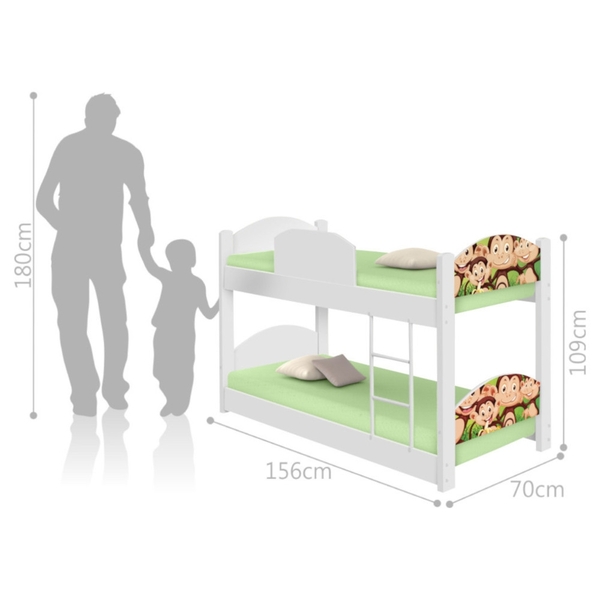 Beliche Infantil Safari Macaquinhos com 2 Colchões