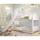 Beliche Juvenil Casinha Branca Com Escorregador E Colchões