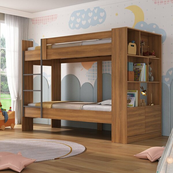 Beliche Juvenil Jonava 2 Portas Com Estante Espresso Móveis N