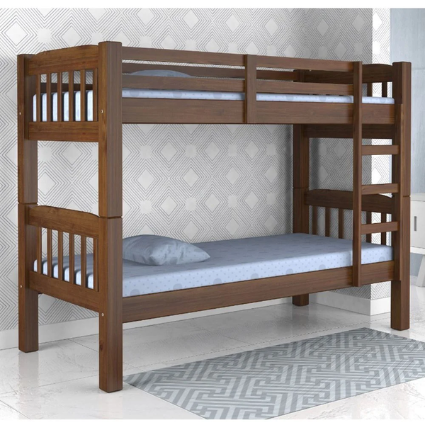 Beliche Madeira Maciça Itália Castanho Com 2 Colchões D20 88x