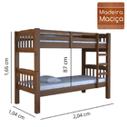 Beliche Madeira Maciça Itália Castanho Com 2 Colchões D20 88x