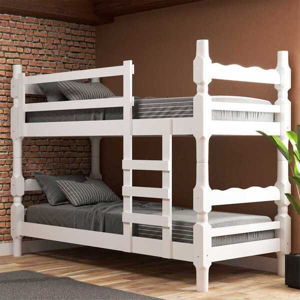 Beliche Madeira Maciça - Vira 2 Camas - Para Colchão 78/88 X