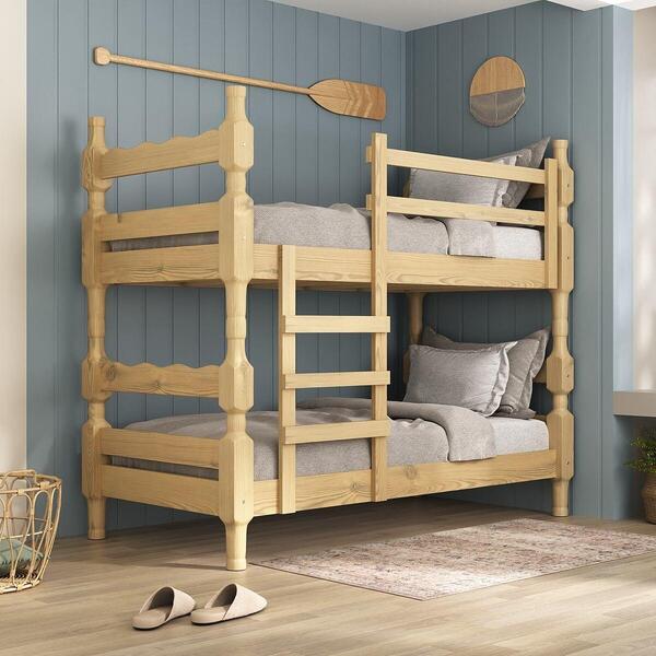 Beliche Madeira Maciça - Vira 2 Camas - Para Colchão 78/88 X