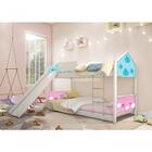 Beliche Montessori Casa Nuvem Azul Rosa Escorrega E Colchão