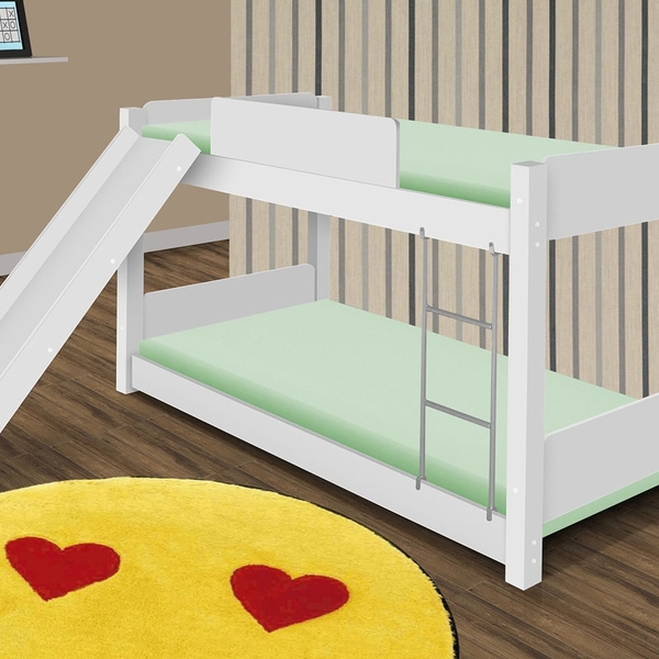 Beliche Montessori Solteiro Branca com Escorregador Colchões