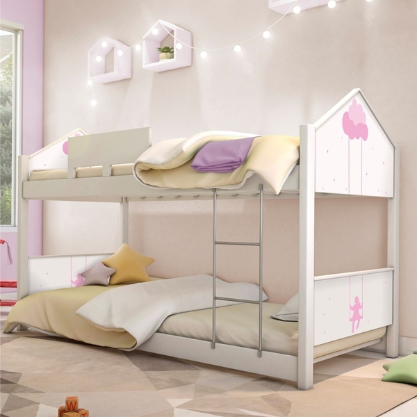 Beliche Montessoriana Casa Balanço Rosa Com Colchão