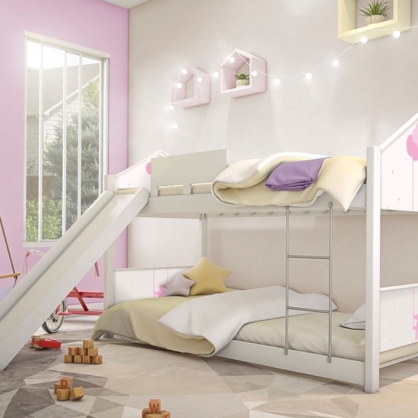 Beliche Montessoriana Casa Balanço Rosa Com Escorregador