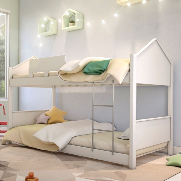 Beliche Montessoriana Casa Branco Neve Com Colchão