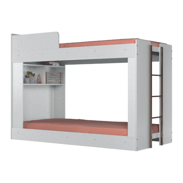 Beliche Montessoriana Solteiro Com Prateleiras Pará Branco