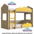 Beliche Montessoriano com Grade Nuvem Casinha Carvalho/Amarelo