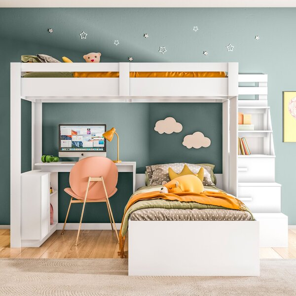 Beliche Office Infantil/juvenil Moon Com Escrivaninha Em L E