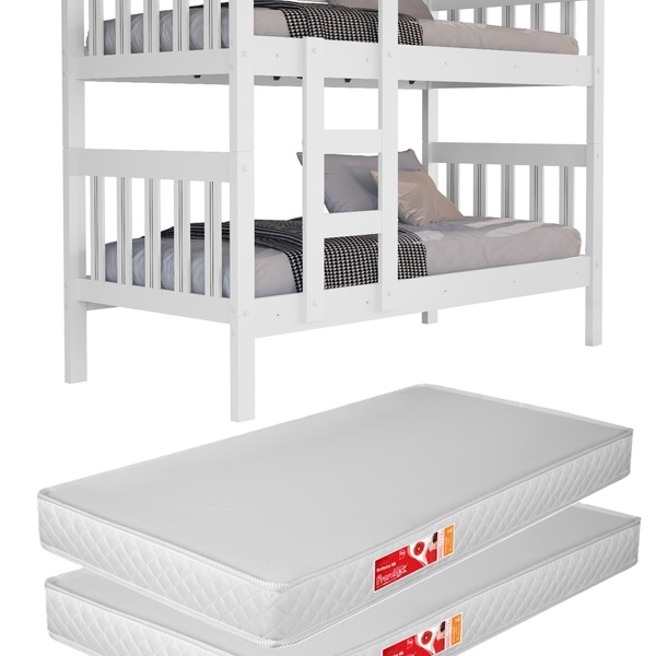 Beliche Para Adulto Mdf Com 2 Colchão D20 188x88cm Para Quarto