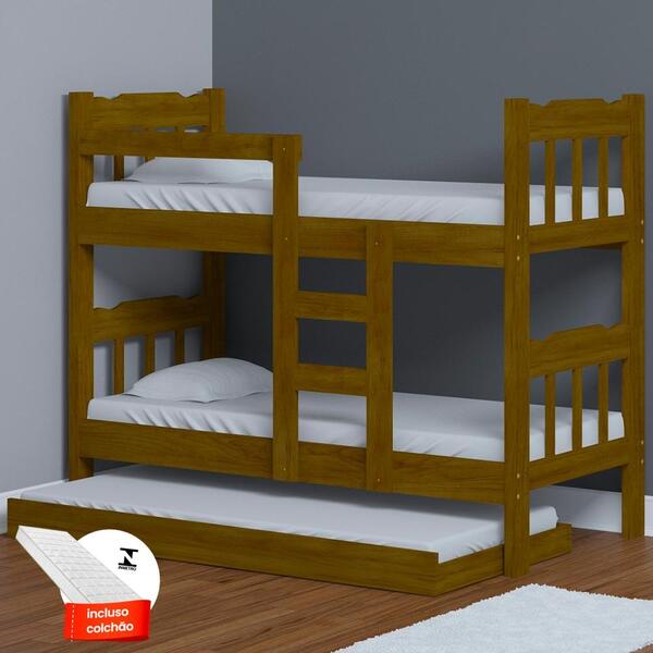 Beliche Que Vira Duas Camas Com Cama Auxiliar E 3 Colchões Im