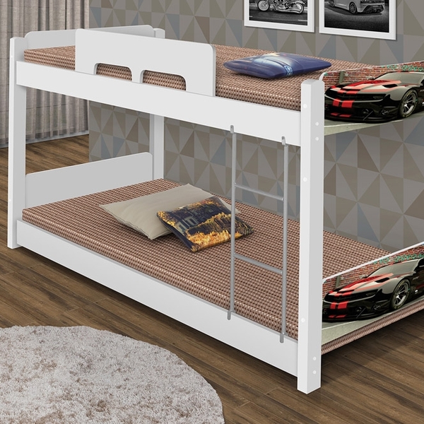 Beliche Solteiro Baixa Carro Esportivo Preto Com 2 Colchões