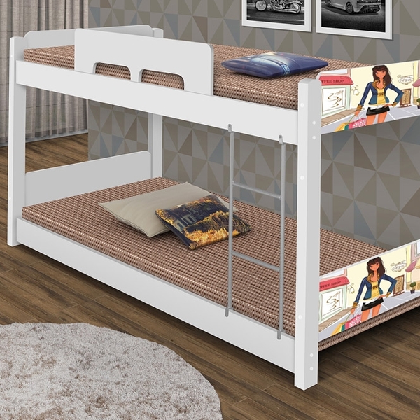 Beliche Solteiro Baixa Menina Fashion Com 2 Colchões