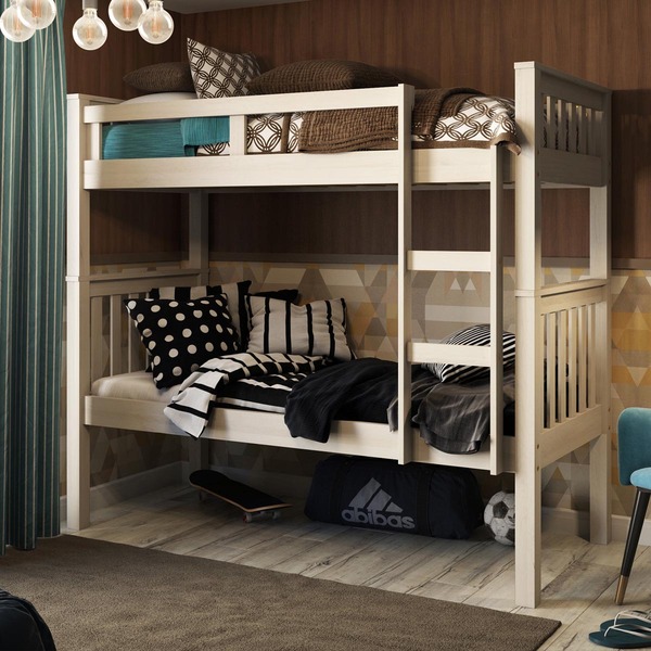 Beliche Solteiro Branco Lavado 100% Madeira Pinus C/ Escada L