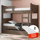 Beliche Solteiro Com Cama Auxiliar E 3 Colchões Chocolate Mar