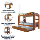 Beliche Solteiro Com Cama Auxiliar Malta Para Colchão Até 0,8