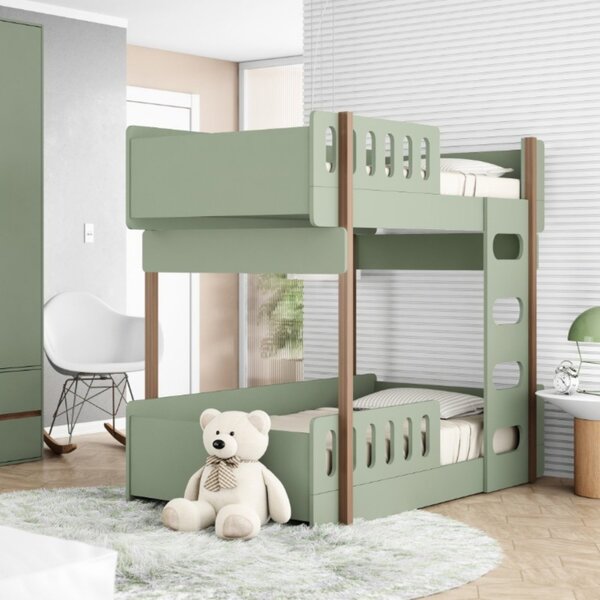 Beliche Solteiro Em Mdf Para Quarto Infantil Up Verde Com Mad