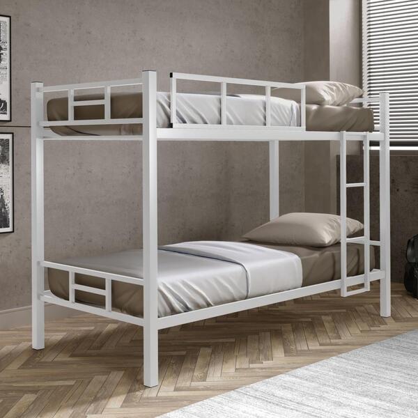 Beliche Solteiro Industrial Lívia Branco Com Colchões