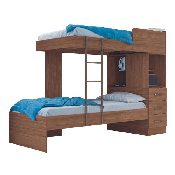 Beliche Solteiro Reforçada Oklahoma Com 2 Colchões Jatobá