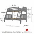 Beliche Twin Full 100%  Madeira Maciça Cinza