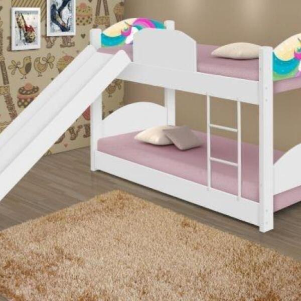 Beliche Unicórnio Arco Íris Infantil com Escorregador e Colch