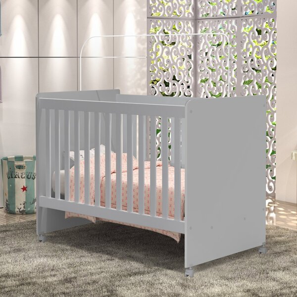 Berço 100% Mdf Com Rodízios Catatau Cinza