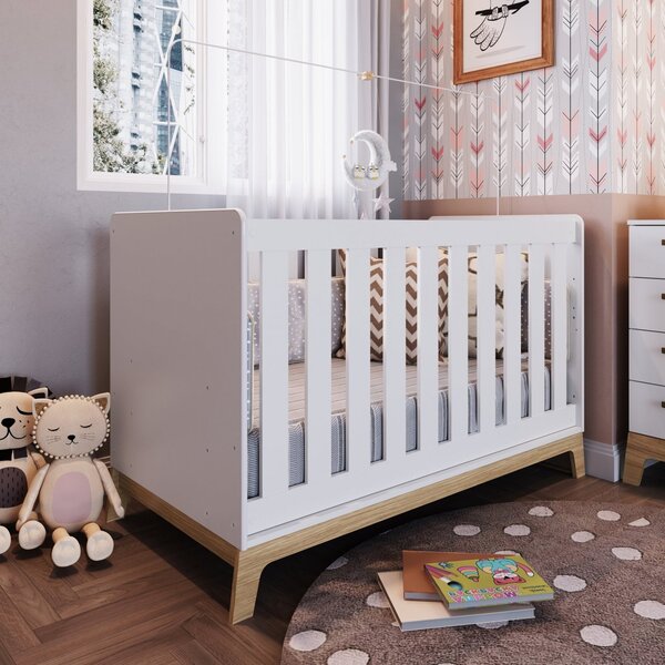 Berço 3 Em 1 Americano Colchão Linha Favo De Mel  Branco