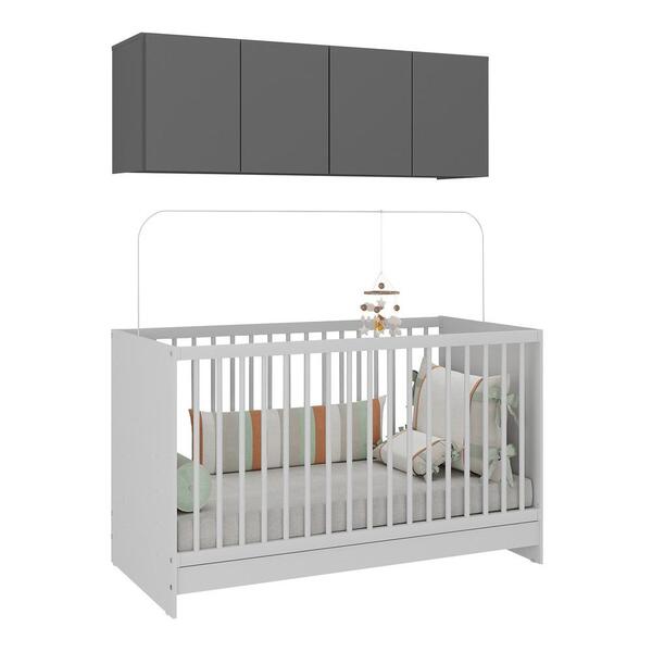 Berço 3 Em 1 Com Armário Aéreo 4 Portas Multimóveis Mp4140