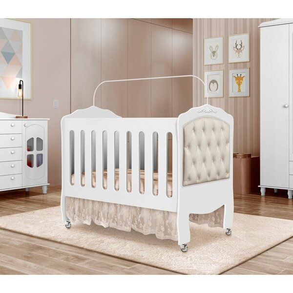 Berço 3 Em 1 Com Capitonê Encanto   Branco