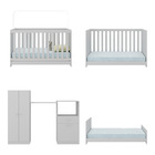 Berço 3 Em 1 Com Colchão E Guarda-roupas 4 Portas 1 Gaveta Mu