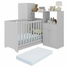 Berço 3 Em 1 Com Colchão E Guarda-roupas 4 Portas 1 Gaveta Mu