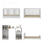 Berço 3 Em 1 Com Colchão E Guarda-roupas 4 Portas 1 Gaveta Mu