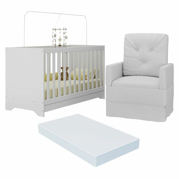 Berço 3 Em 1 Com Colchão E Poltrona Amamentação Multimóveis M