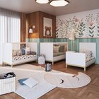 Berço 3 Em 1 Com Colchão Eleva Completa Móveis Branco