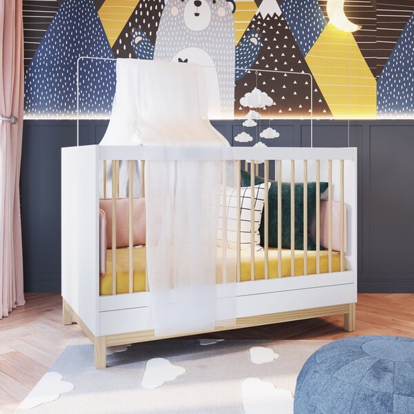 Berço 3 Em 1 Com Colchão Eleva Completa Móveis Branco