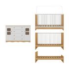 Berço 3 Em 1 Com Colchão Incluso E Cômoda 2 Portas 4 Gavetas