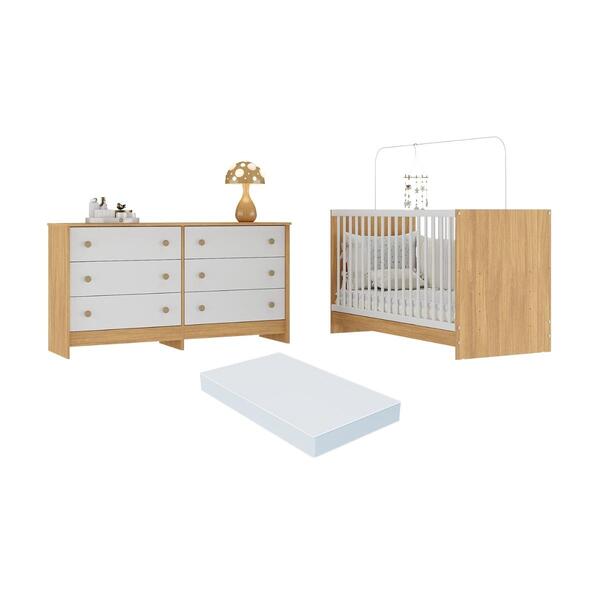 Berço 3 Em 1 Com Colchão Incluso E Cômoda Framboesa Multimóve