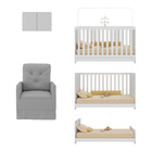 Berço 3 Em 1 Com Colchão Poltrona E Armário Aéreo 2 Portas Mu