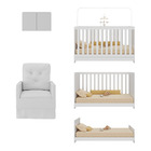 Berço 3 Em 1 Com Colchão Poltrona E Armário Aéreo 2 Portas Mu