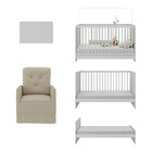 Berço 3 Em 1 Com Colchão Poltrona E Armário Aéreo 2 Portas Mu