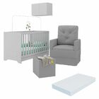 Berço 3 Em 1 Com Colchão Poltrona Puff E Armário Aéreo 2 Port