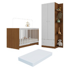 Berço 3 Em 1 Com Guarda-roupas 2 Portas 1 Gaveta E Colchão In