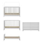 Berço 3 Em 1 Para Colchão 130 X 60cm Com Cômoda Framboesa Mul