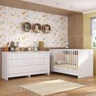 Berço 3 Em 1 Para Colchão 130 X 60cm Com Cômoda Framboesa Mul